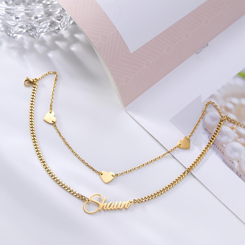 Personalized Double Chain Name Bracelet for Women & Men, Custom Engraved